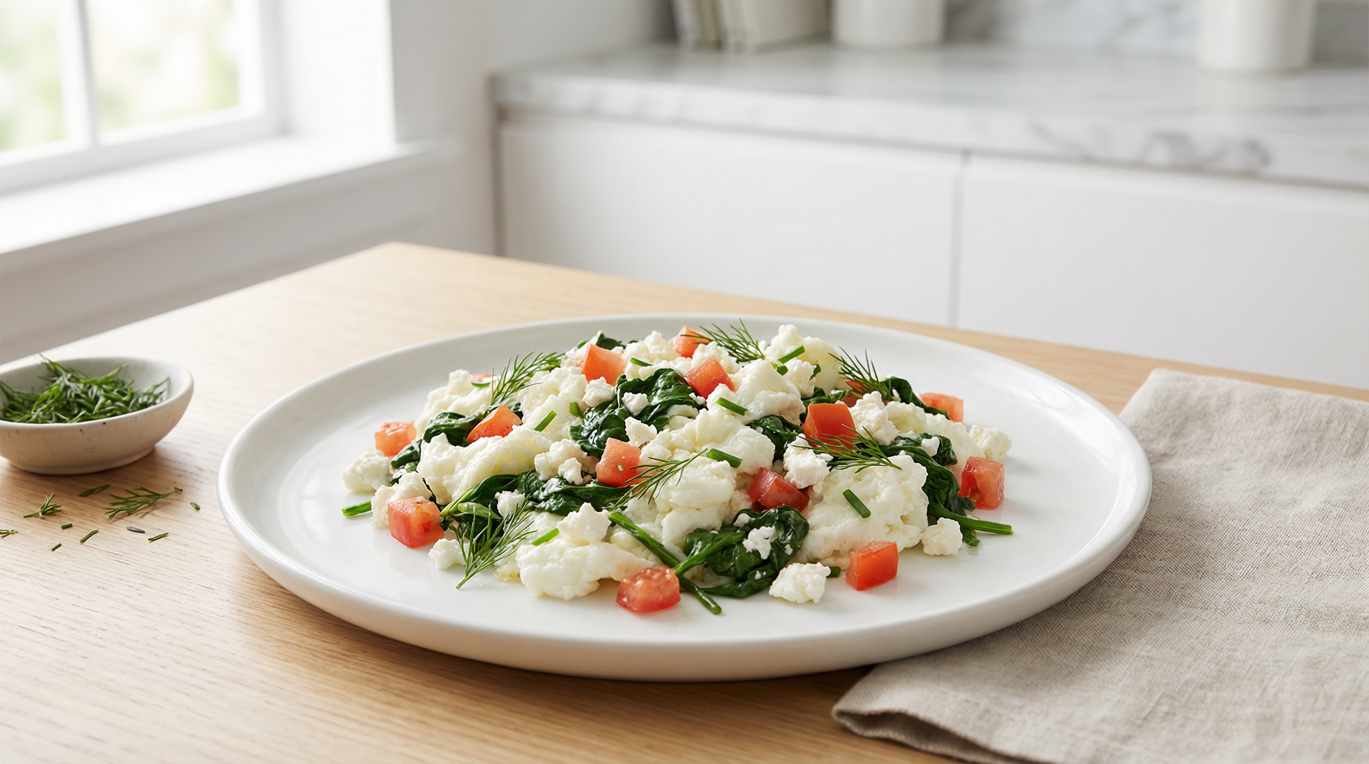 Spinach and Feta Egg White Scramble