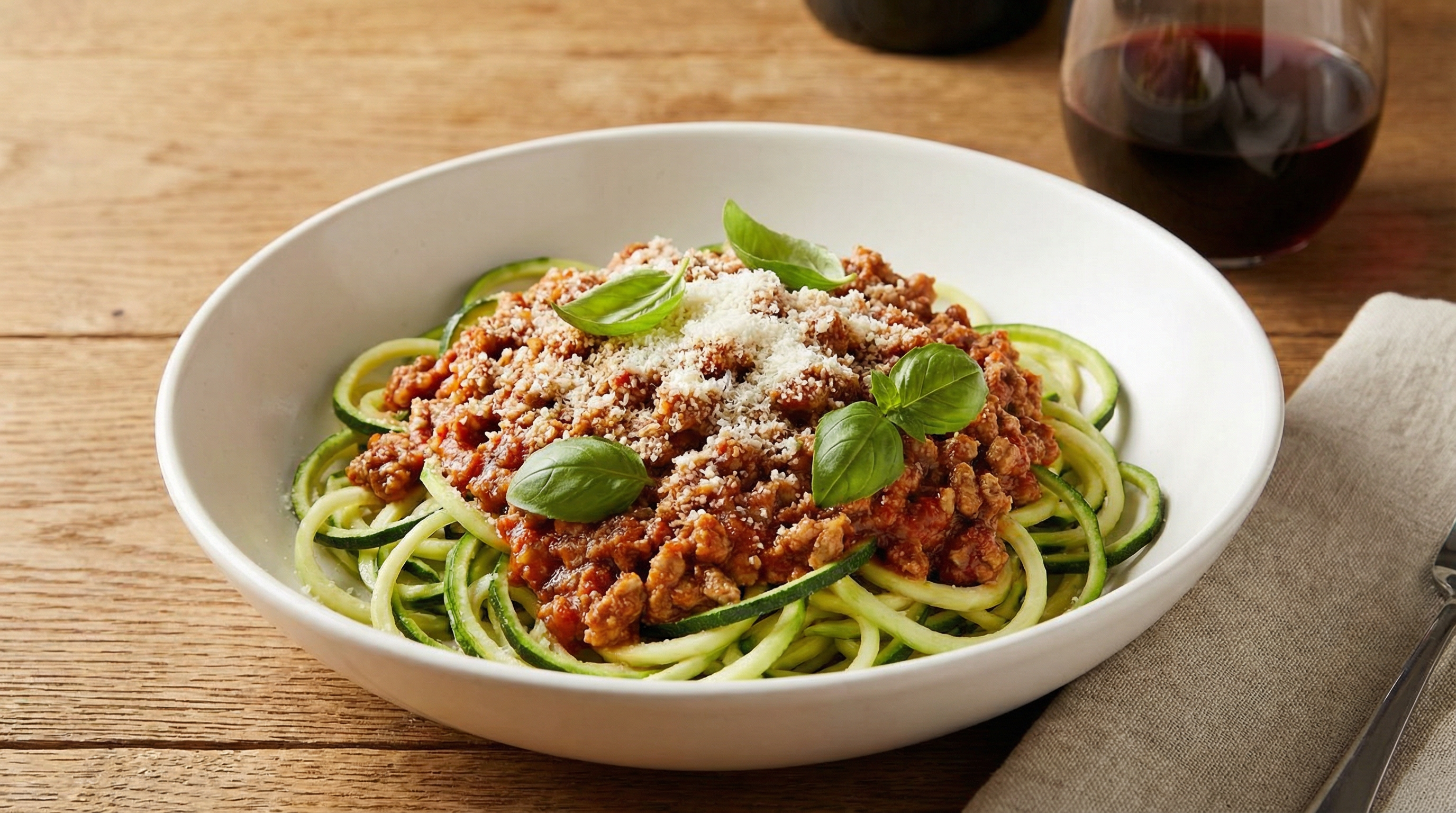 Gluten-free zoodles bolognese